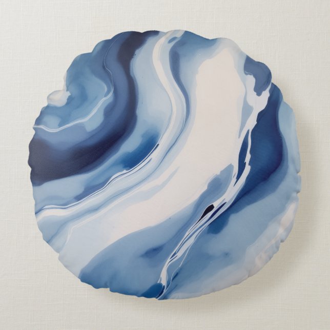 Cojín Redondo Mármol Azul Profundo (Anverso)