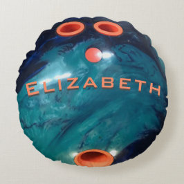 Cojín Redondo    Mármol azul y Naranja de la bolera personalizad