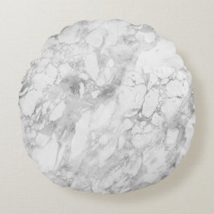Cojín Redondo Mármol Gris Blanco Clásico Elegante Glamour