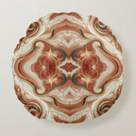 Cojín Redondo Mármol marrón con guarnición de oro