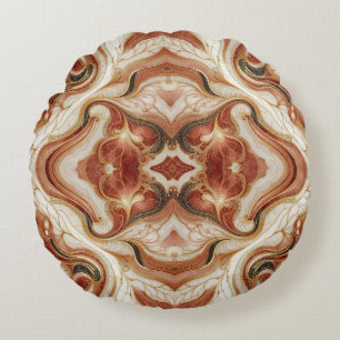 Cojín Redondo Mármol marrón con guarnición de oro