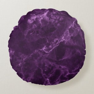 Cojín Redondo Mármol morado oscuro: textura lujosa.
