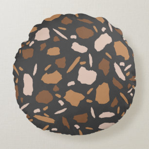 Cojín Redondo Mármol Terracota, Beige,  Marrón y Gris