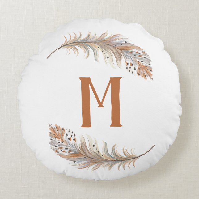 Cojín Redondo Marrón y crema (Anverso)