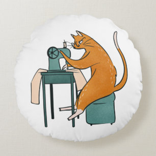 Cojín Redondo Masaje de gatos vintage