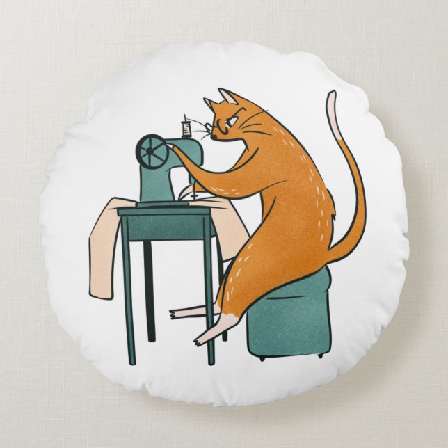 Cojín Redondo Masaje de gatos vintage (Anverso)