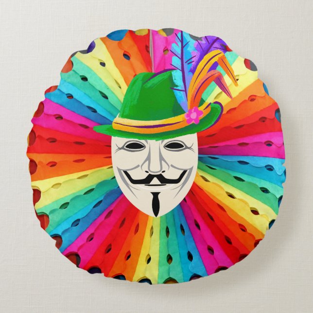 Cojín Redondo Máscara de carnaval (Anverso)