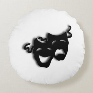Cojín Redondo Máscaras de teatro de comedia y tragedia