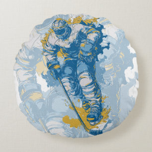 Cojín Redondo Mascota de Hockey sobre Hielo Negrita Deportes de