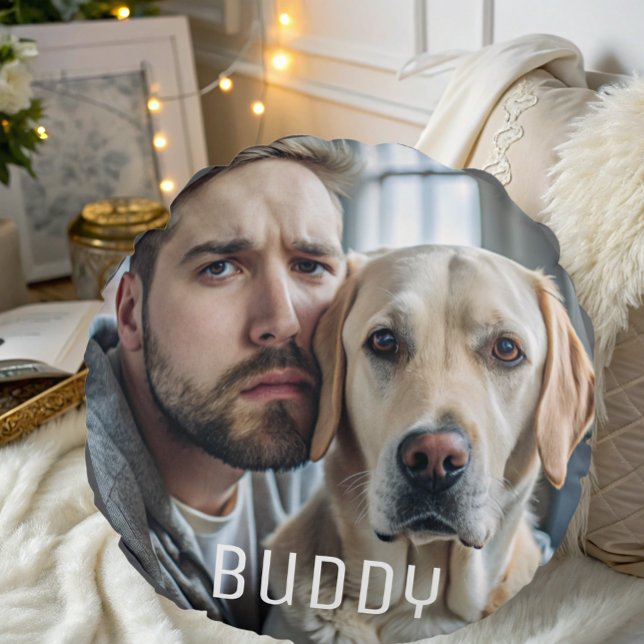 Cojín Redondo Mascota de Perro personalizado lindo foto Keepsake (Subido por el creador)