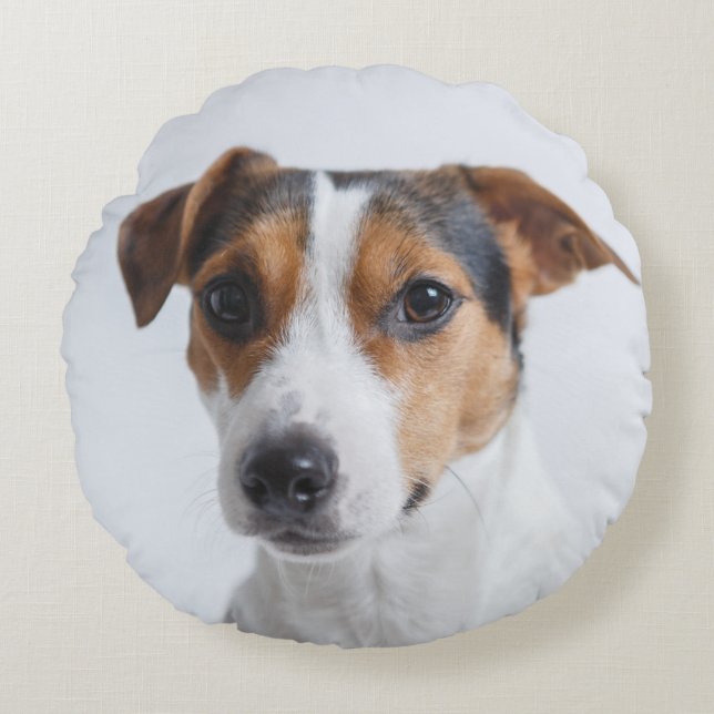 Cojín Redondo Mascota perro fotográfico añada a su propio person (Anverso)