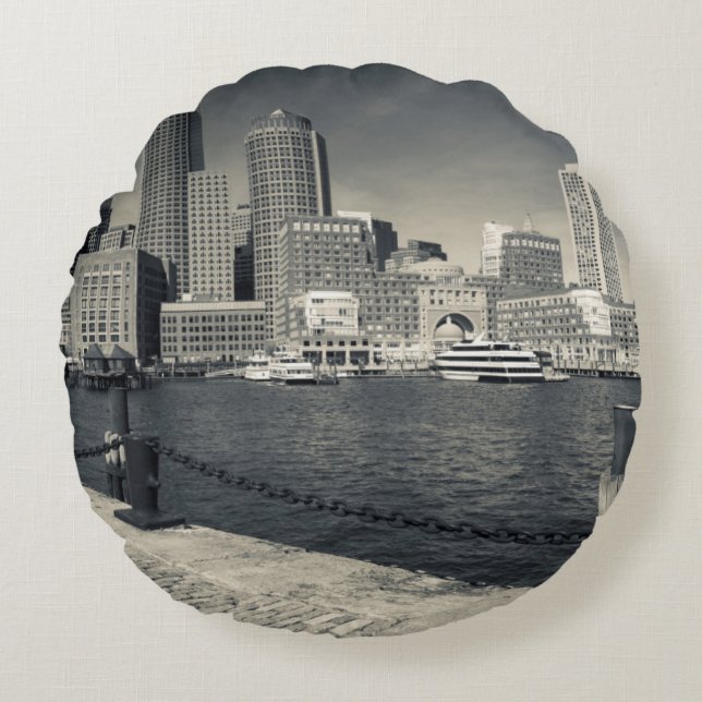 Cojín Redondo Massachusetts, Boston, edificios Rowe's Wharf (Anverso)