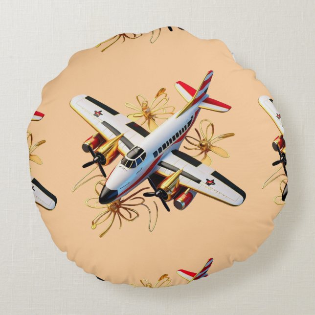 Cojín Redondo "Masterio de aviación" (Reverso)