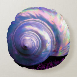 Cojín Redondo Materna opalescente tropical de conchas marinas