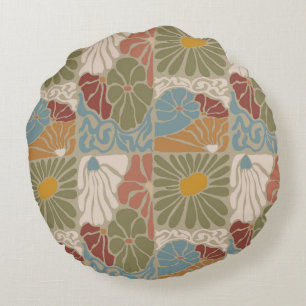 Cojín Redondo Matisse Groovy floral Art Nouveau 1970s Boho 