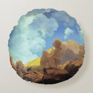 Cojín Redondo Maxfield Parrish Mañana 1922 Nube Azul Arte Fino