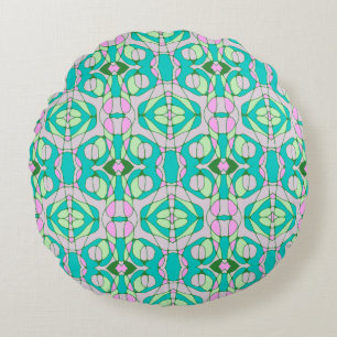 Cojín Redondo Mazipoodles Neuro Art - Polvoriento Verde Rosa Ver