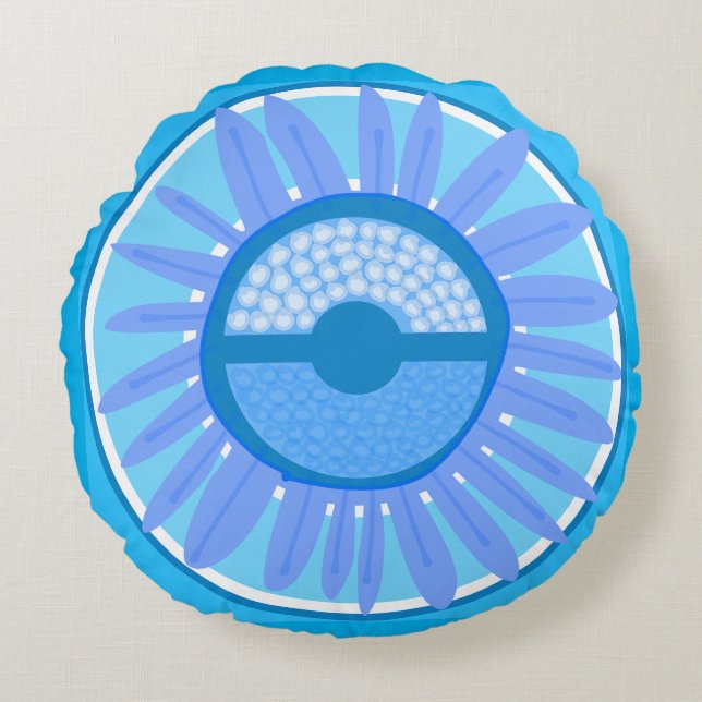 Cojín Redondo Mazipoodles Sunflower Sunshine: Azul 4 (Anverso)