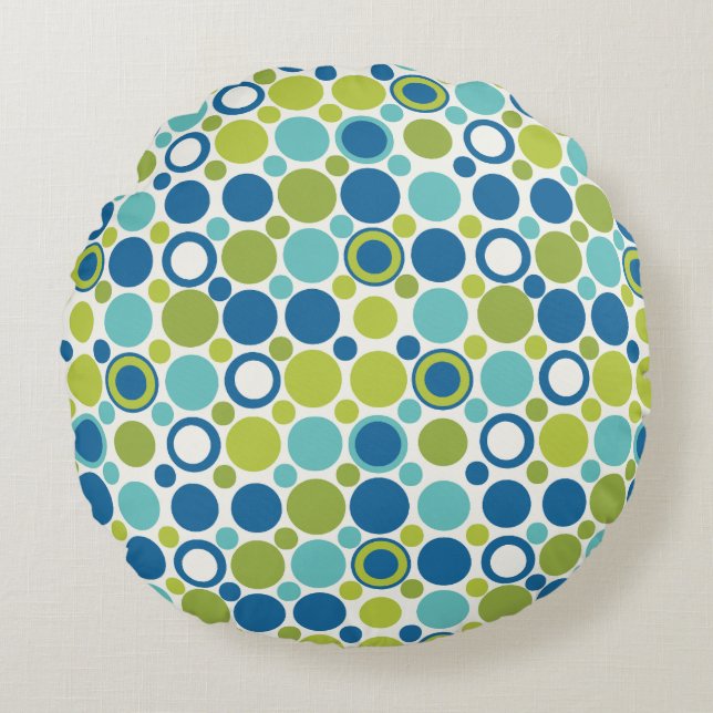 Cojín Redondo MCM Lime y Aqua Bubble Pillow (Anverso)