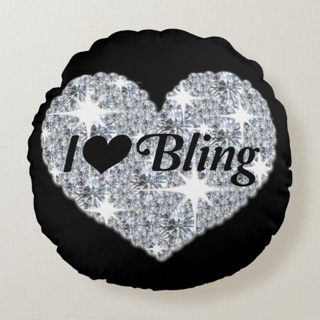 Cojín Redondo Me encanta Bling Round Cushion (Anverso)