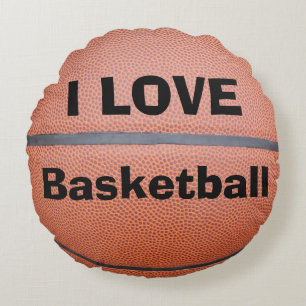 Cojín Redondo Me encanta el baloncesto nombre personalizado almo