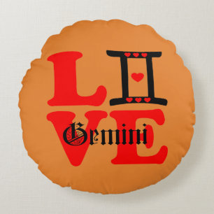 Cojín Redondo ♊ 😍 me encanta el Rótulo Gemini-Best Zodiac