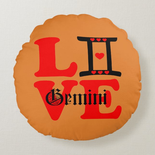 Cojín Redondo ♊ 😍 me encanta el Rótulo Gemini-Best Zodiac (Anverso)