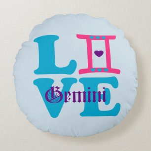 Cojín Redondo ♊ 😍 me encanta el Rótulo Gemini-Best Zodiac