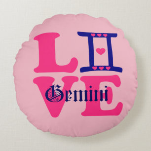 Cojín Redondo ♊ 😍 me encanta el Rótulo Gemini-Best Zodiac