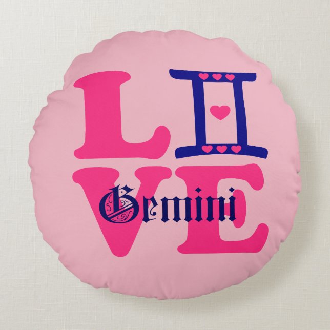 Cojín Redondo ♊ 😍 me encanta el Rótulo Gemini-Best Zodiac (Anverso)