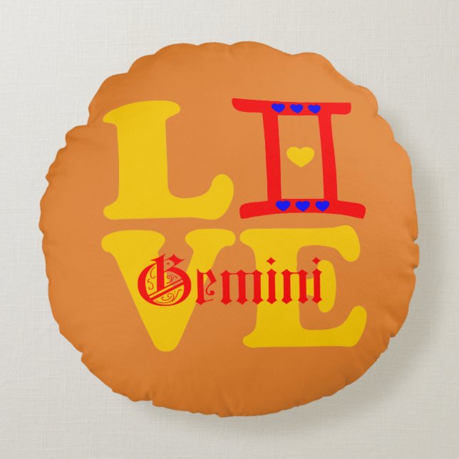 Cojín Redondo ♊ 😍 me encanta el Rótulo Gemini-Best Zodiac (Anverso)
