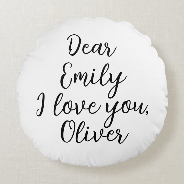 Cojín Redondo Me encanta la plantilla de texto (Anverso)