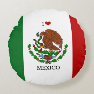 Cojín Redondo me encanta méxico - bandera mexicana,