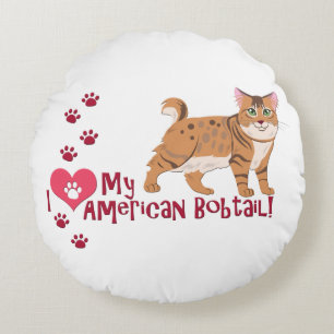 Cojín Redondo ¡Me Encanta Mi Bobtail Americano!