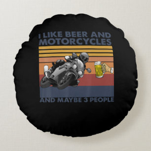 Cojín Redondo Me Gusta La Cerveza Y Las Motocicletas - Regalo De
