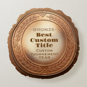 Cojín Redondo Medalla personalizada 3D realista editable de bron