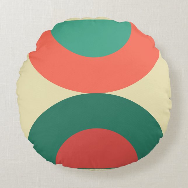 Cojín Redondo Media Century Modern Coral Mint T (Anverso)
