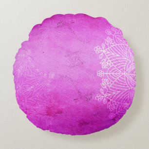 Cojín Redondo Mediación de diseño rosa de Mandala zen