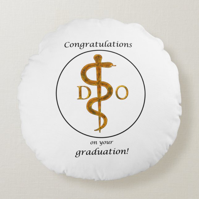 Cojín Redondo Médica de Osteopatía Felicitaciones por Graduación (Anverso)