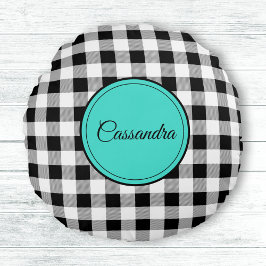 Cojín Redondo Medición de la verificación de búfalo en blanco y