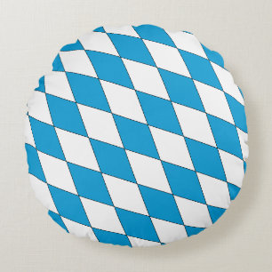 Cojín Redondo Medieval Azul Blanco Negro Baviera con Forma de Di