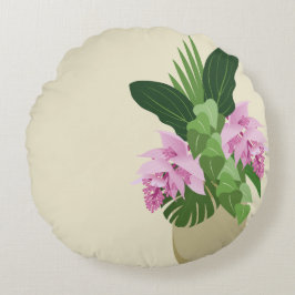 Cojín Redondo Medinilla Tropical Flor Rosa Nombre De La Vasa Ama