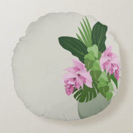 Cojín Redondo Medinilla Tropical Flower Verde Vase