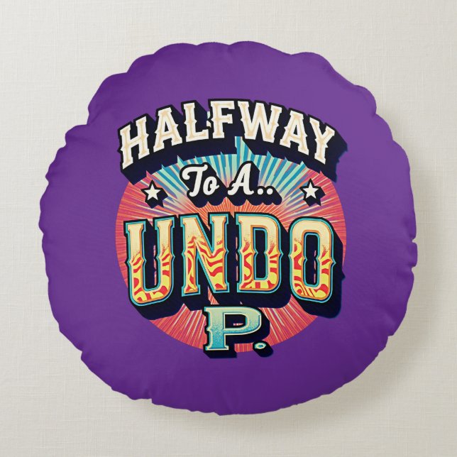 Cojín Redondo Medio camino a un Hundo - Cumpleaños 50 (Anverso)