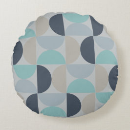 Cojín Redondo Medio siglo Verde azul y gris moderno