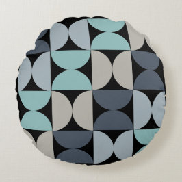 Cojín Redondo Medio siglo Verde azul y gris moderno