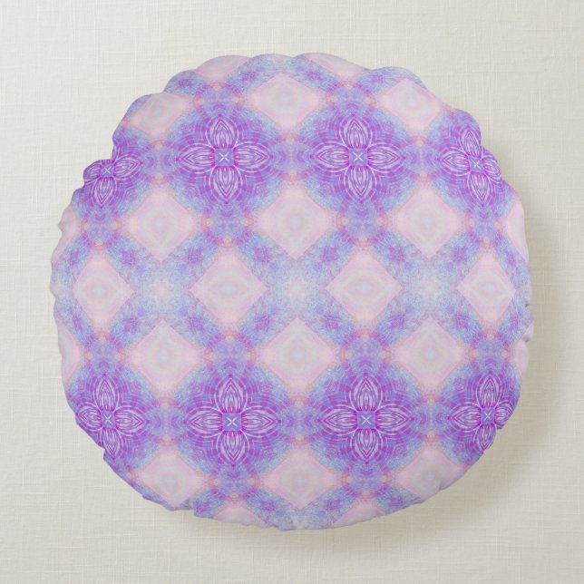 Cojín Redondo Meditación del yoga bohemio púrpura (Anverso)