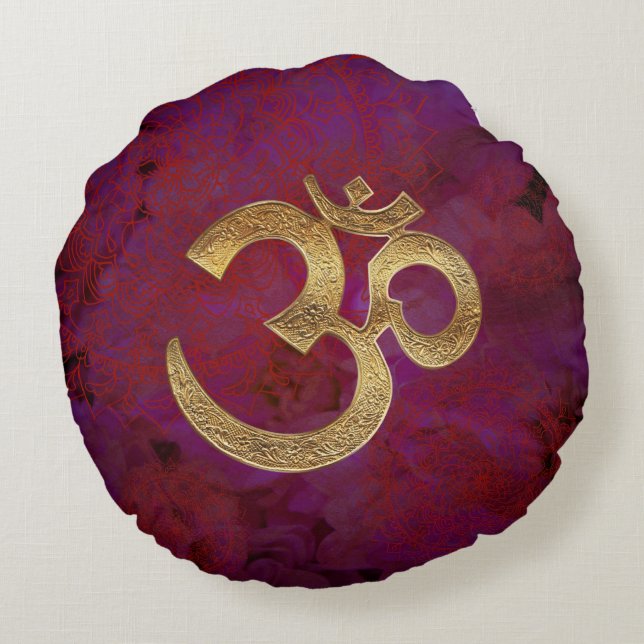 Cojín Redondo meditación redonda púrpura la India de la yoga de (Reverso)