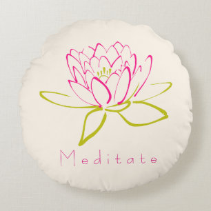 Cojín Redondo Meditar. Ilustracion Lotus Flower / Water Lily