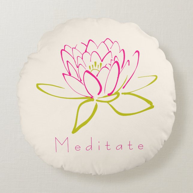 Cojín Redondo Meditar. Ilustracion Lotus Flower / Water Lily (Anverso)